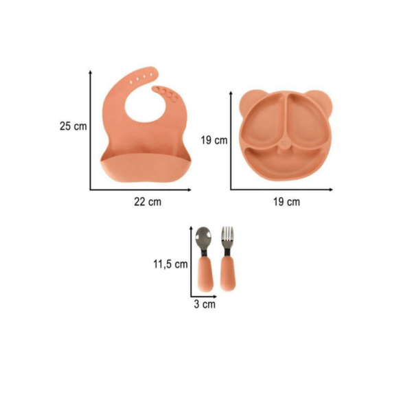 Set 4 piese diversificarea bebelusului, silicon, culoare Portocaliu - imagine 6