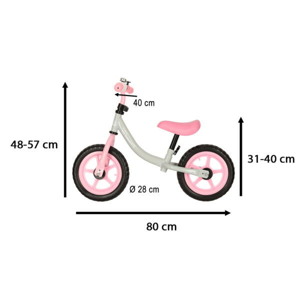 Bicicleta de echilibru pentru copii cu doua roti, roz&alb, pana la 35kg - imagine 2