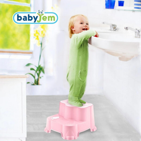Inaltator cu doua trepte Step Stool BabyJem, Roz - imagine 4
