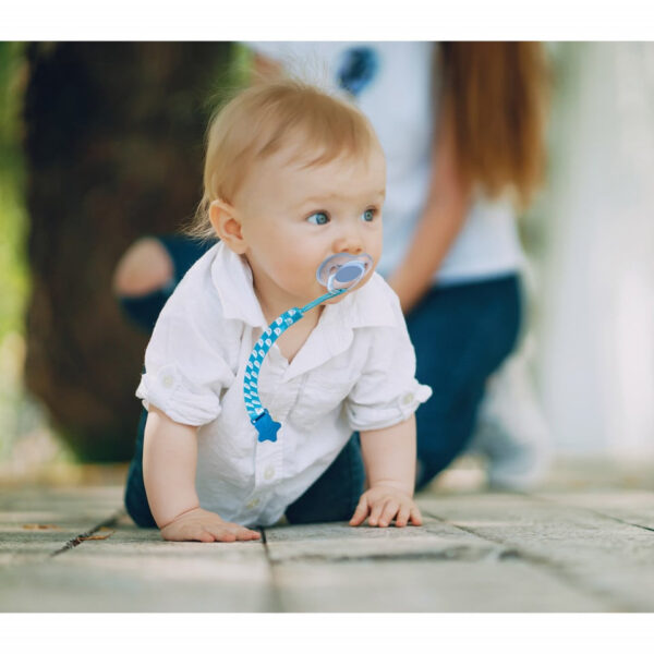 Lantisor pentru suzeta din material textil BabyJem Bear, Bleu - imagine 3