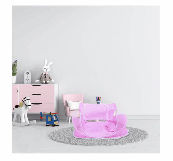 Patut pliabil pentru bebelusi 110x60x38cm pentru voiaj, roz - imagine 5
