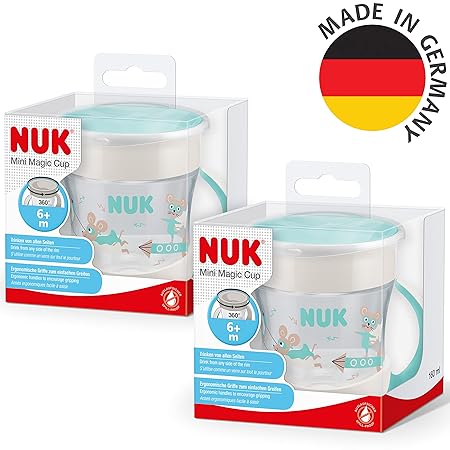 Nuk Cana mini cu maner pentru bebelusi, Turcoaz 160ml , 6m+ - imagine 2