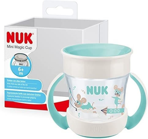 Nuk Cana mini cu maner pentru bebelusi, Turcoaz 160ml , 6m+ - imagine 3