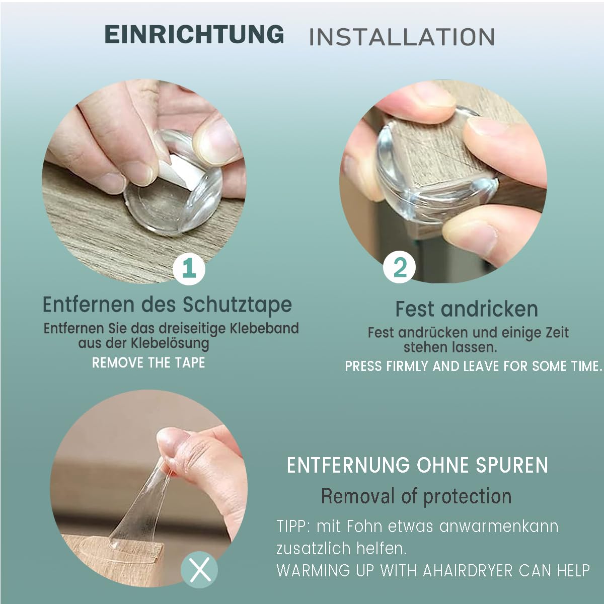 Set 24 Protectii Transparente pentru Colturi si Muchii – Autoadezive, Adeziv Extra Puternic - imagine 2