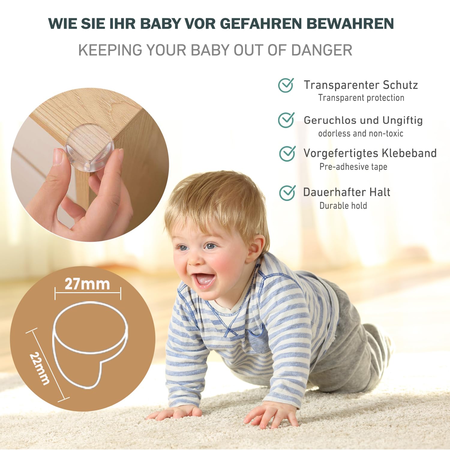 Set 24 Protectii Transparente pentru Colturi si Muchii – Autoadezive, Adeziv Extra Puternic - imagine 4