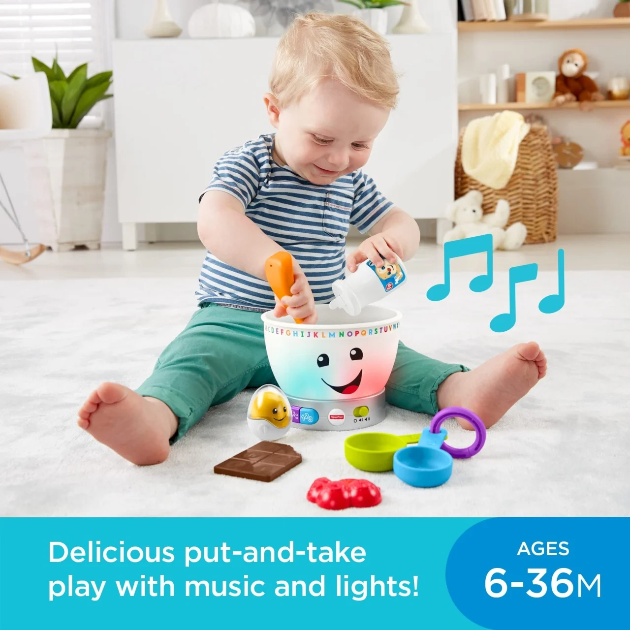 Oala Interactiv cu Lumini si Sunete pentru Copii, Fisher-Price, 6-36 Luni - imagine 6